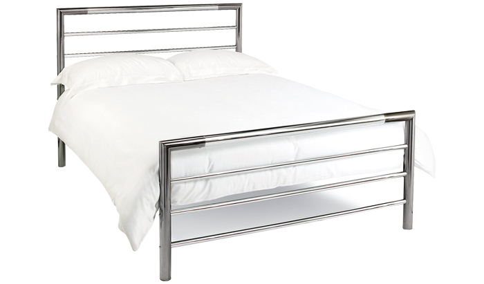 Small Double Black Nickel and Shiny Nickel Bedstead